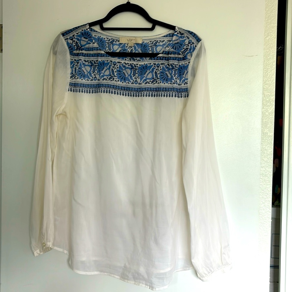Loft cotton/silk blend blouse, sized Large